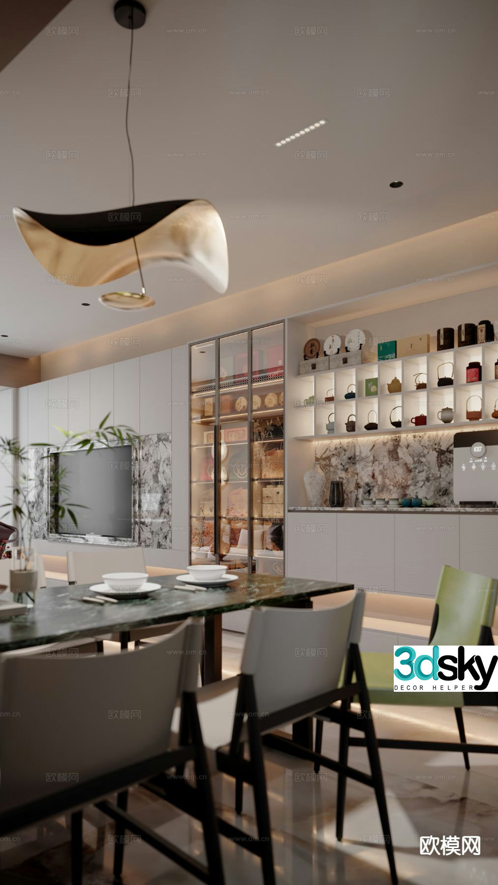 New Chinese style tea cabinet integrated hall cabinet tea cabinet 3D model