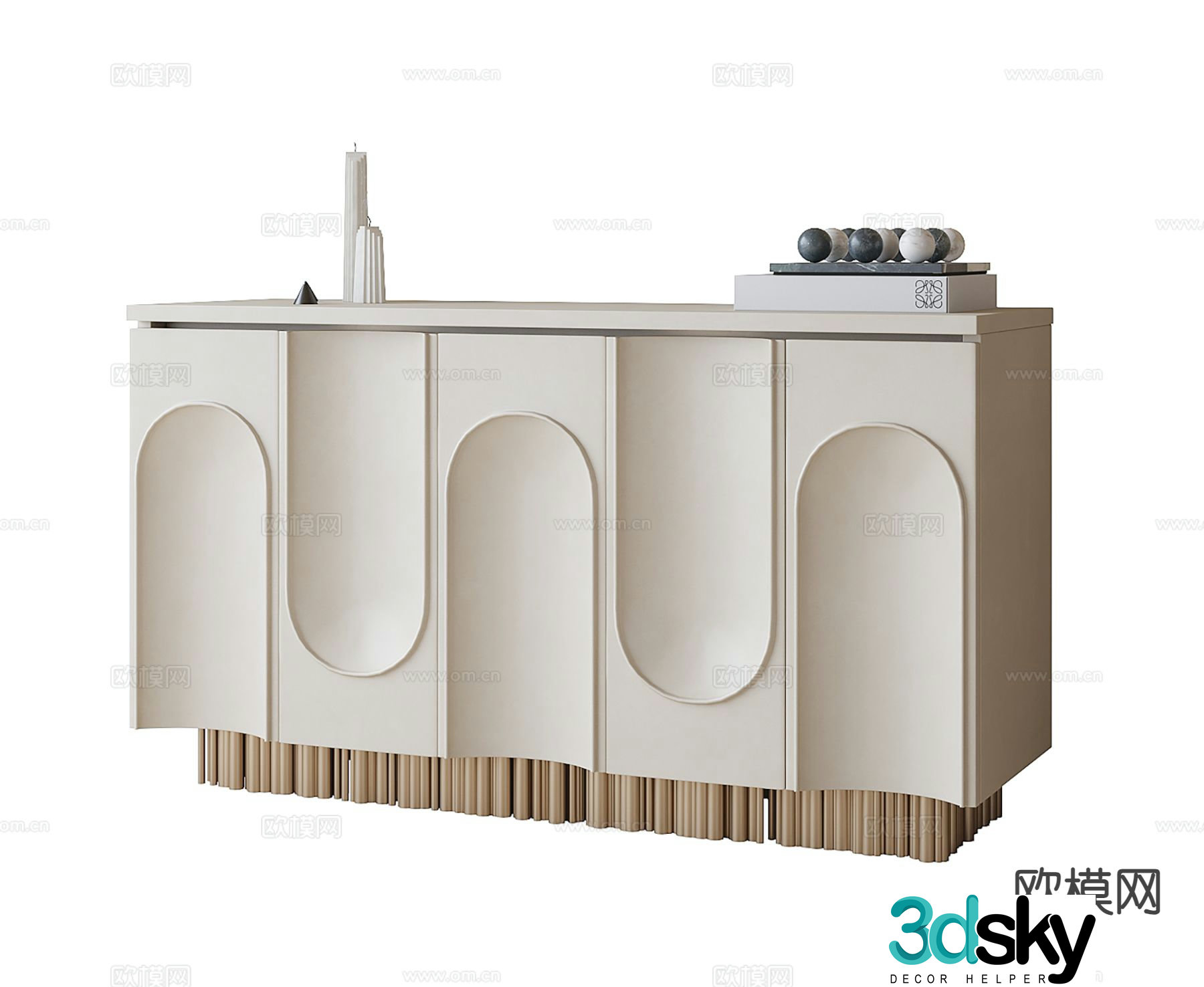 Cream style entrance cabinet 3d model