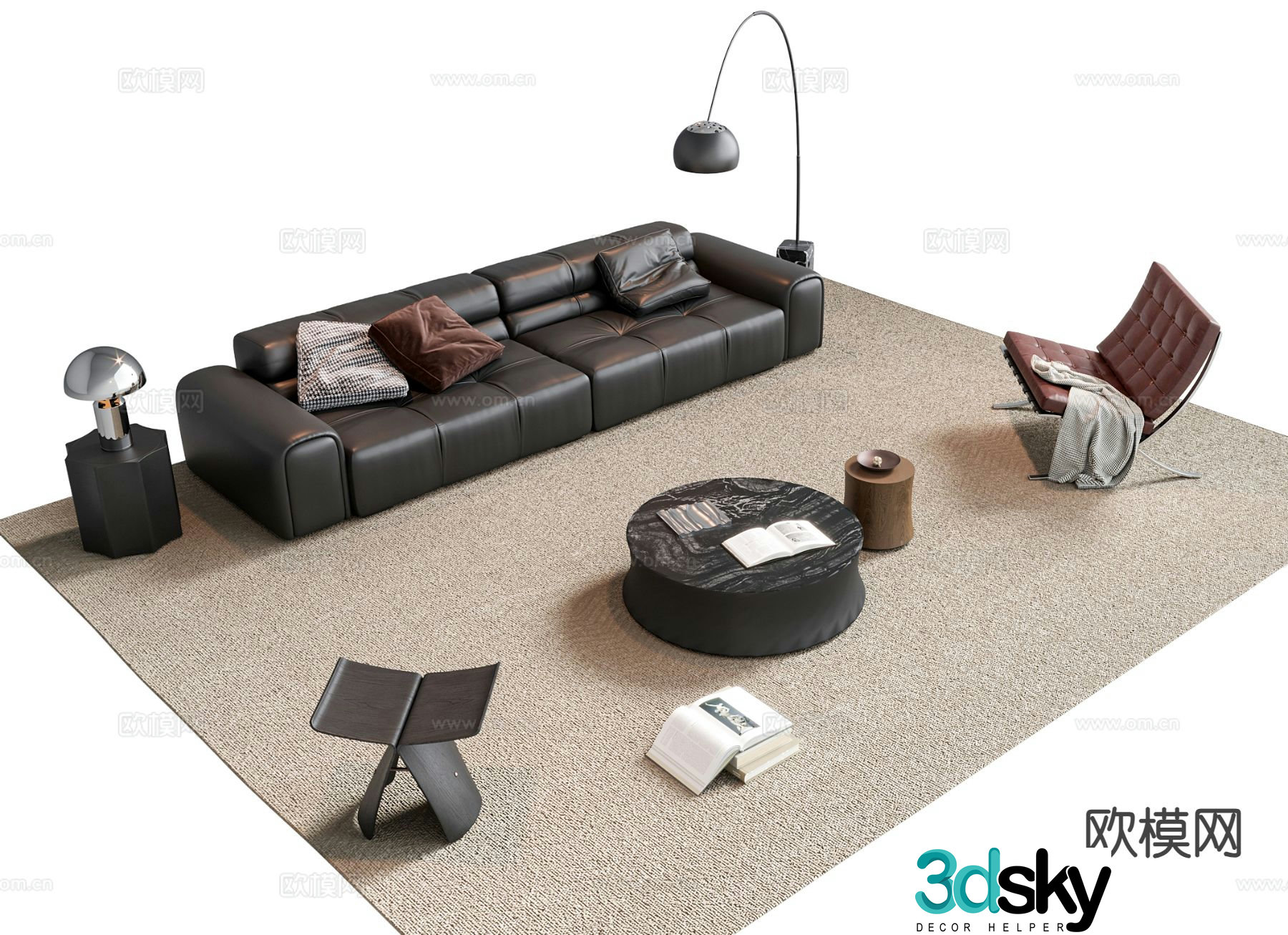 Italian sectional sofa 3d model