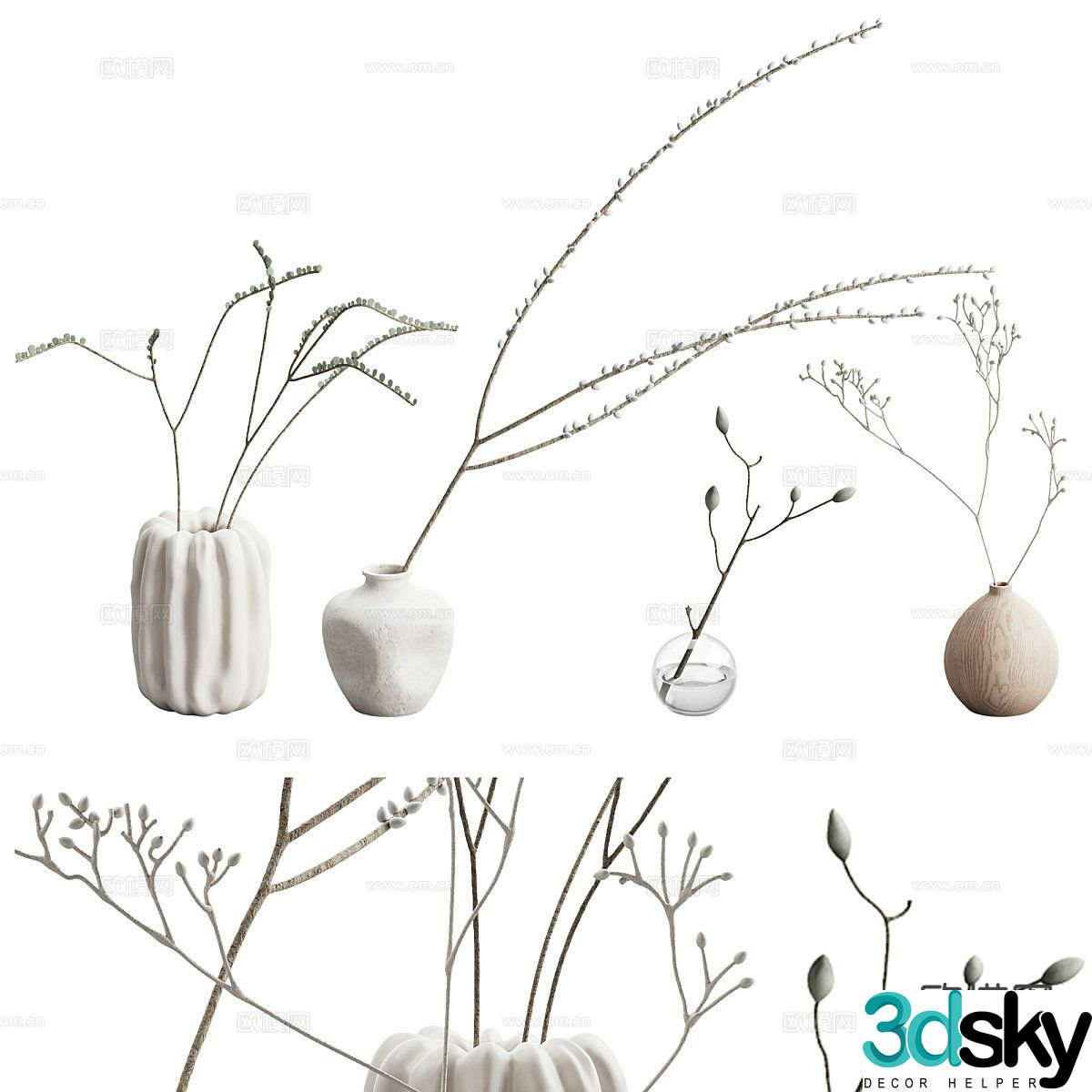 modern vase flowers flowers flower arrangement 3d model