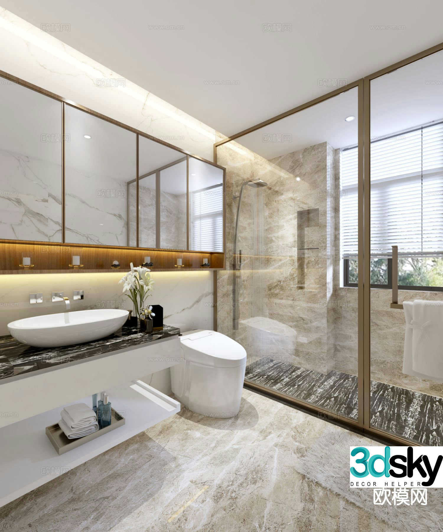 Light luxury bathroom bathroom 3d model