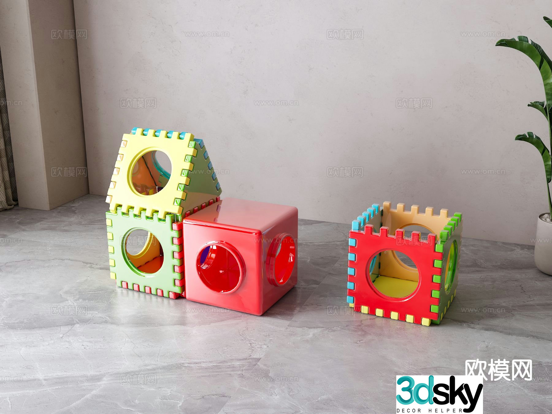 Modern children’s toys patchwork toys 3d model