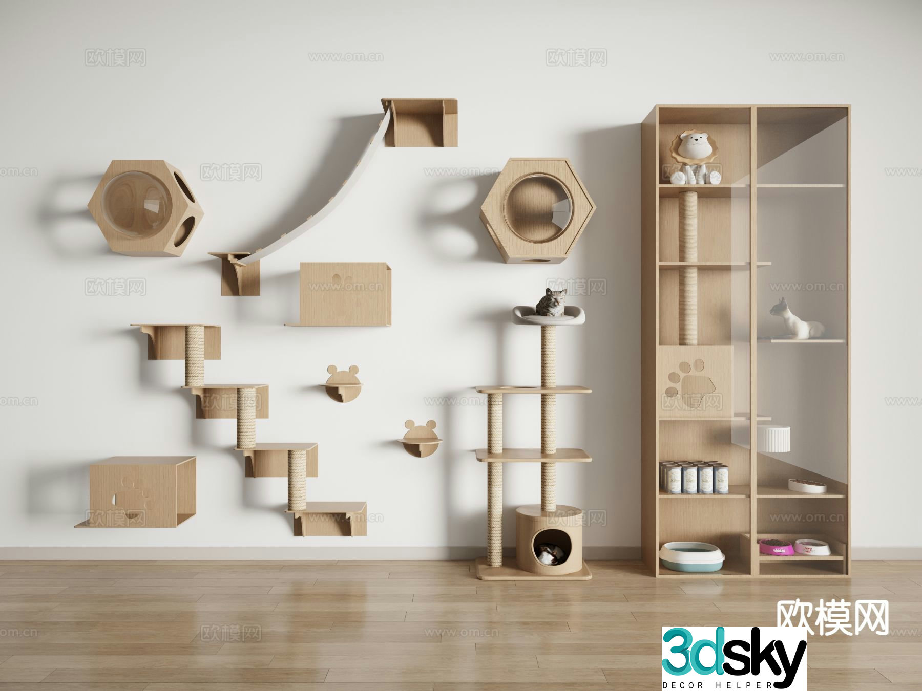 Cat climbing wall cat scratching board cat villa cat climbing frame 3D model