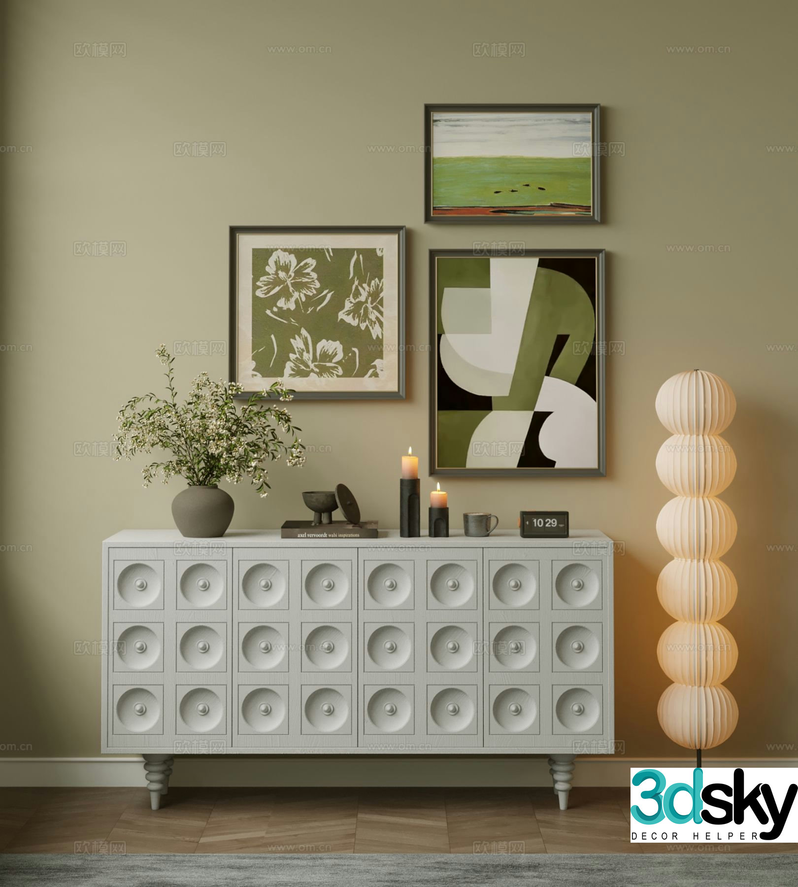 American style chest of drawers entrance cabinet 3d model