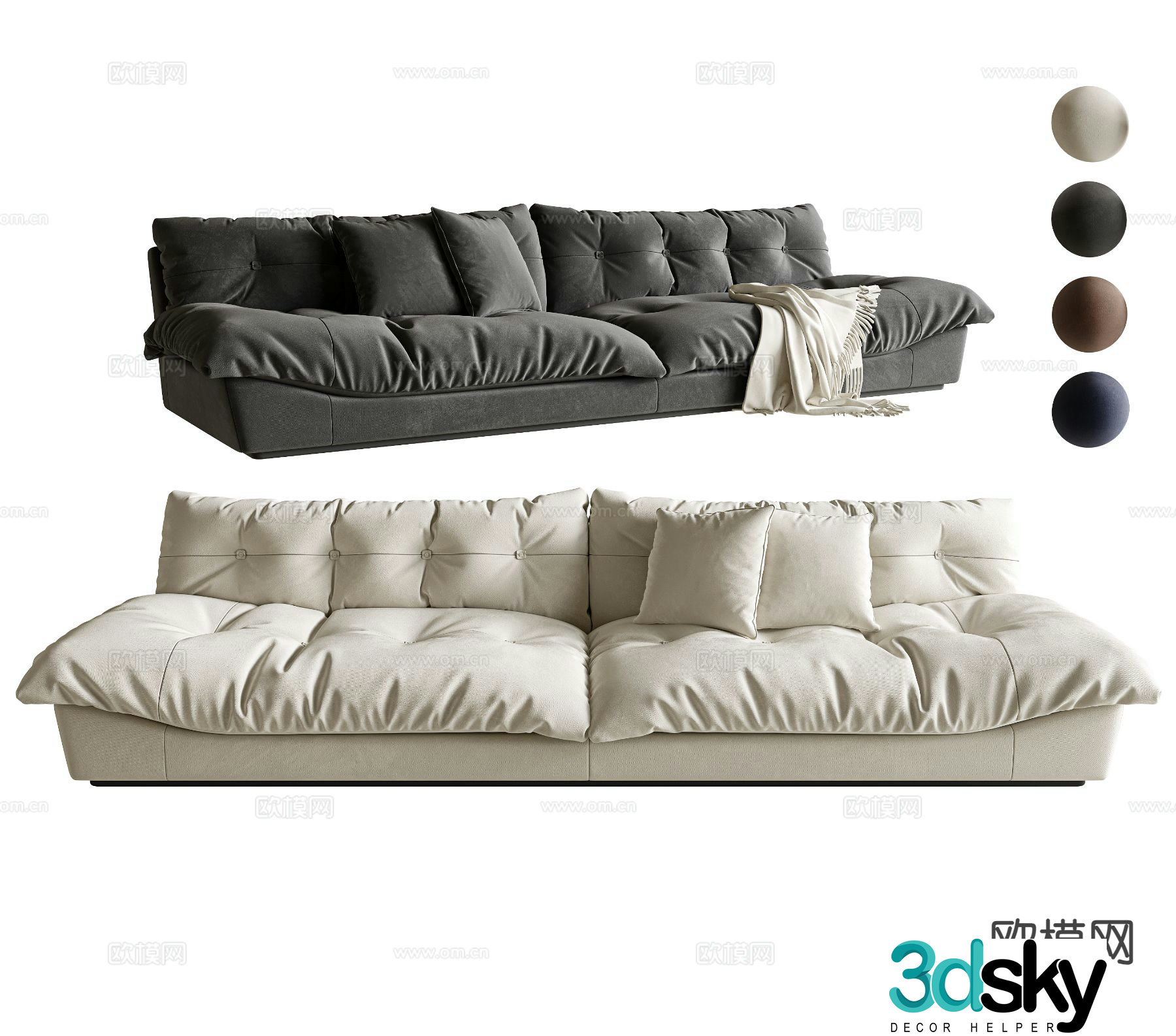 Modern double sofa cloud sofa 3d model