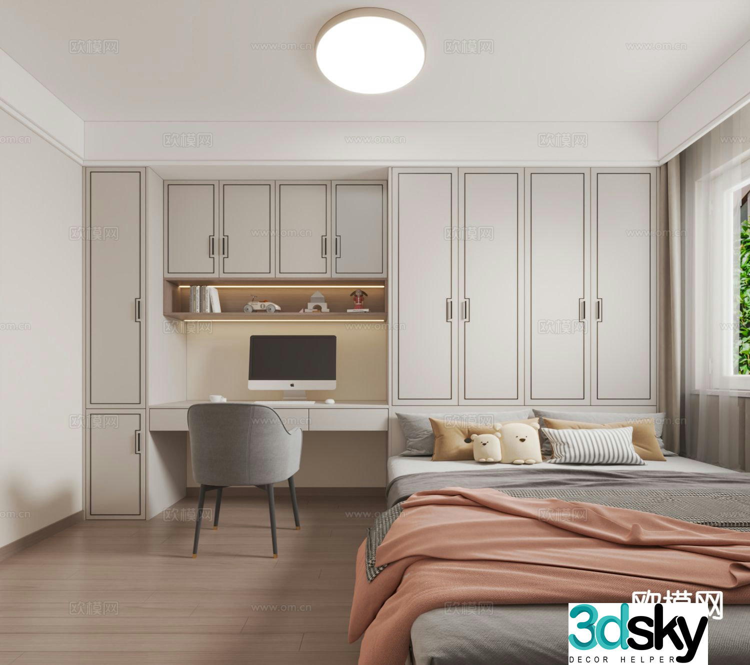 New Chinese style tatami bedroom 3d model