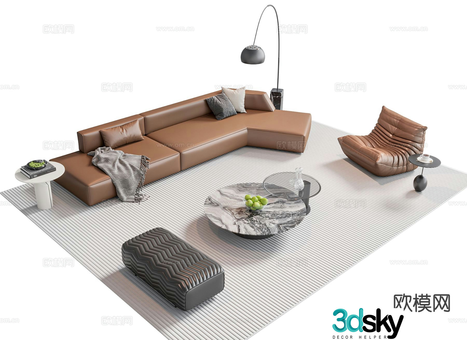 Italian sectional sofa 3d model