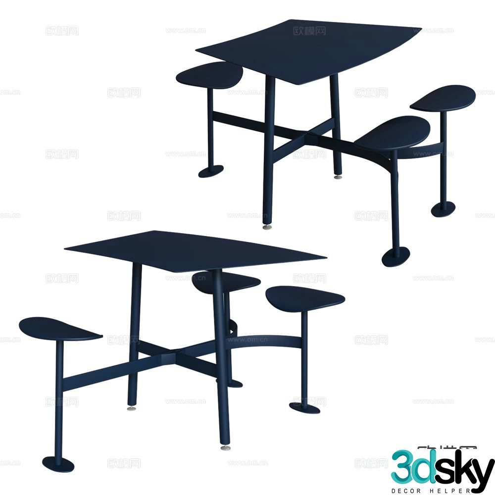 Fermob public tables and chairs 3d model