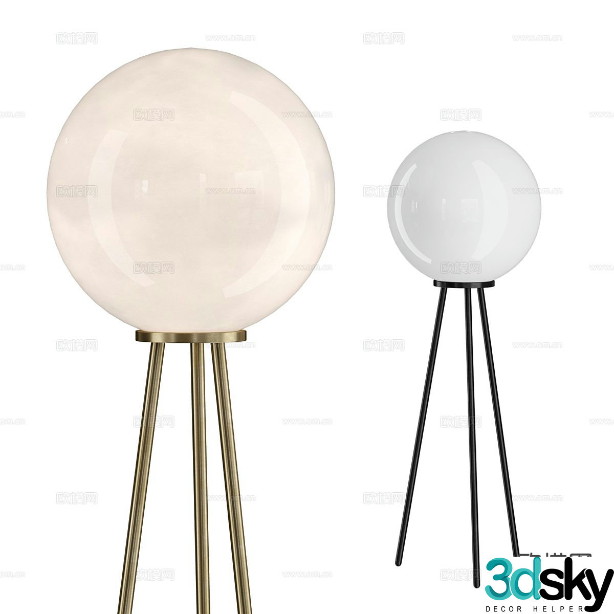 Spherical floor lamp glass floor lamp 3d model