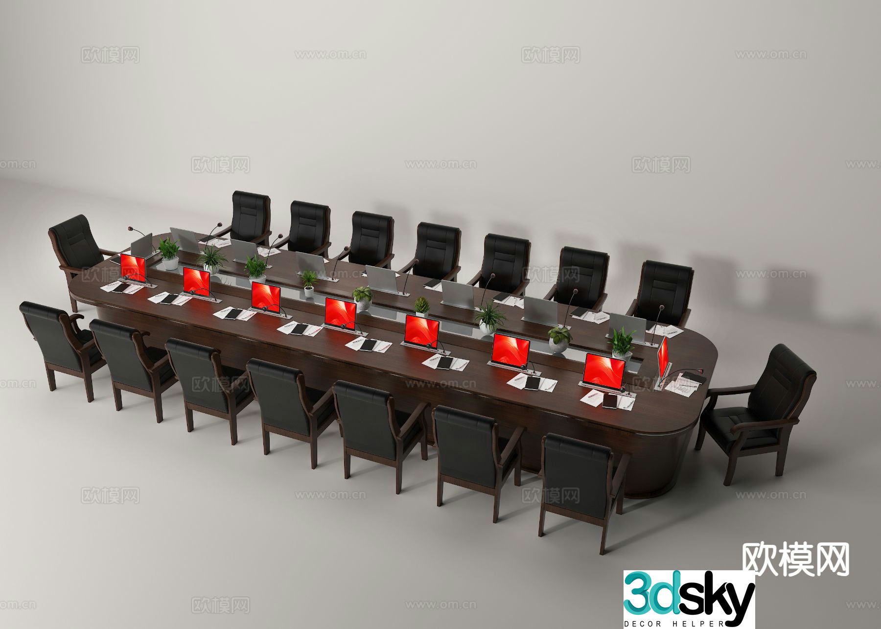 Conference table party building tables and chairs 3d model