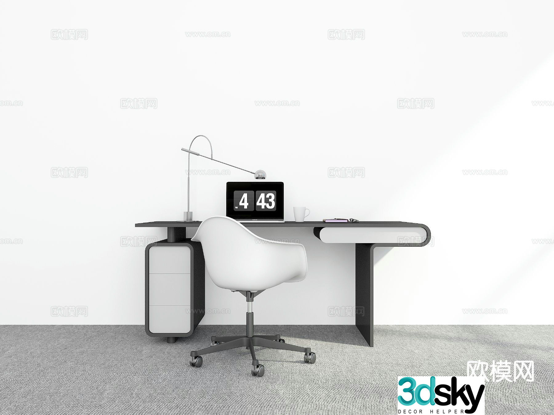 modern desk writing desk 3d model