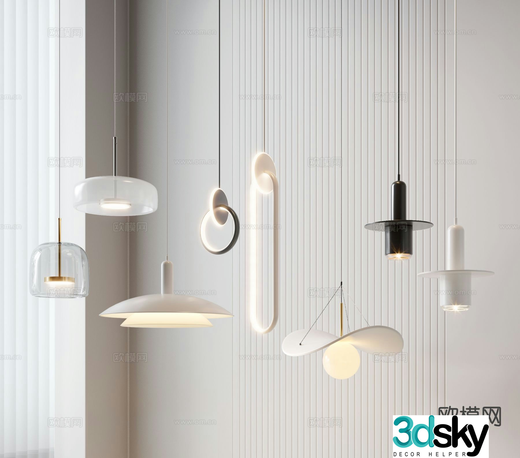 Modern bedside small chandelier 3d model