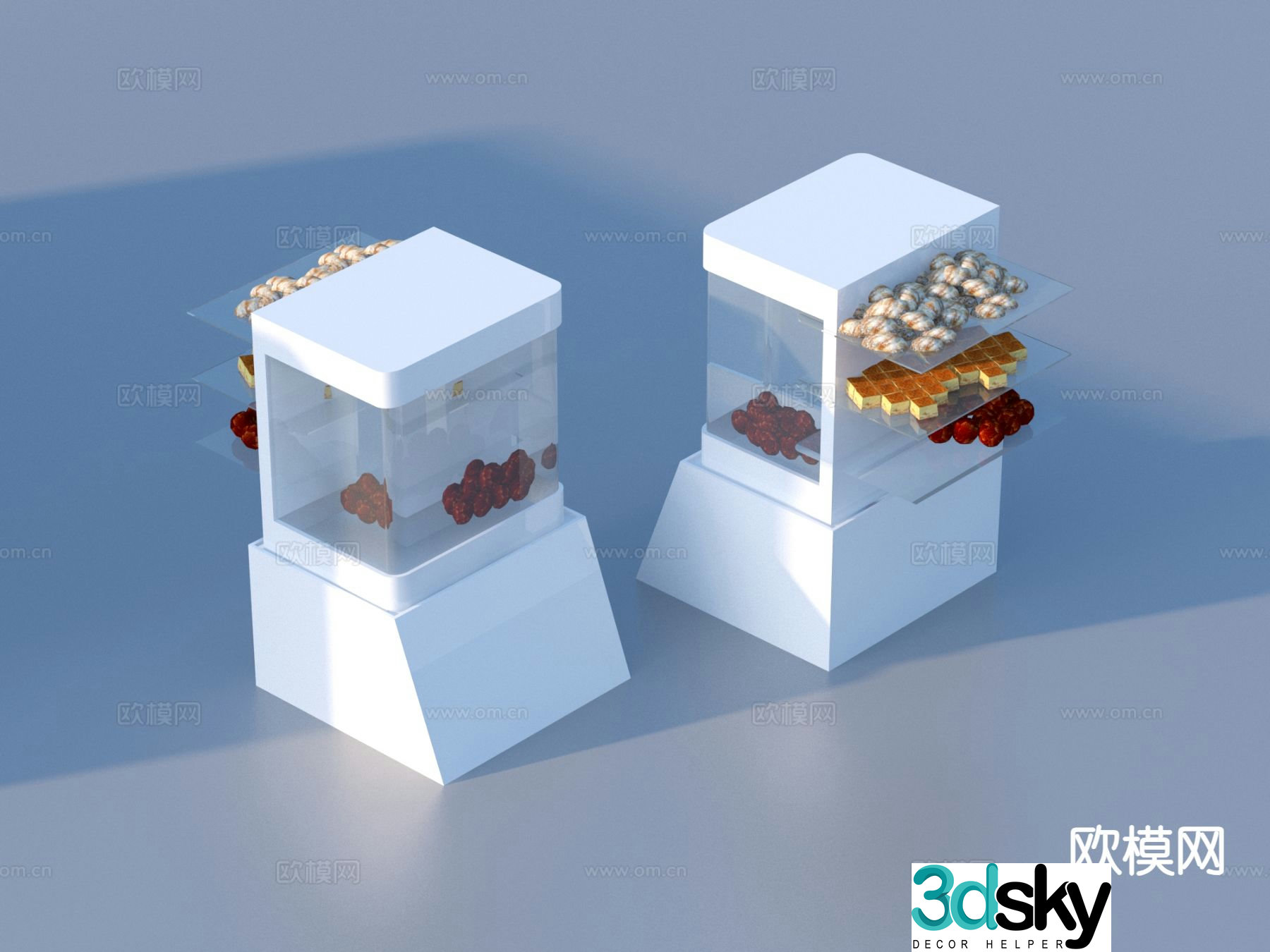 Bread shelf shopping mall container 3d model