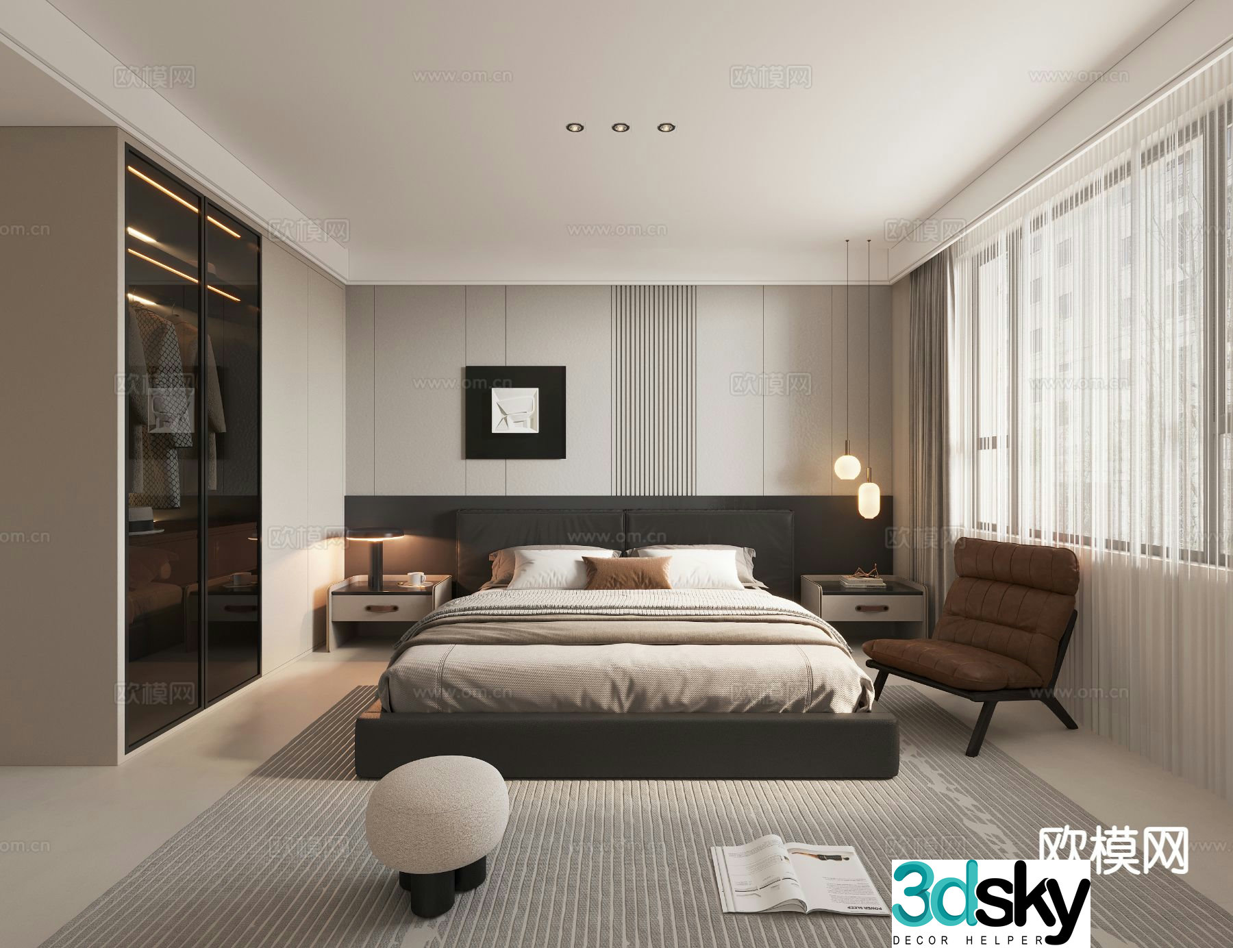 Modern bedroom master bedroom 3d model