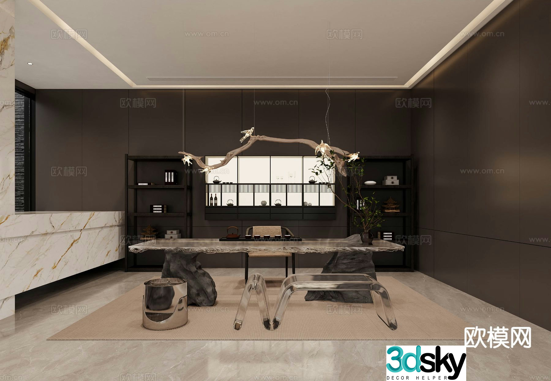 New Chinese tea room 3d model