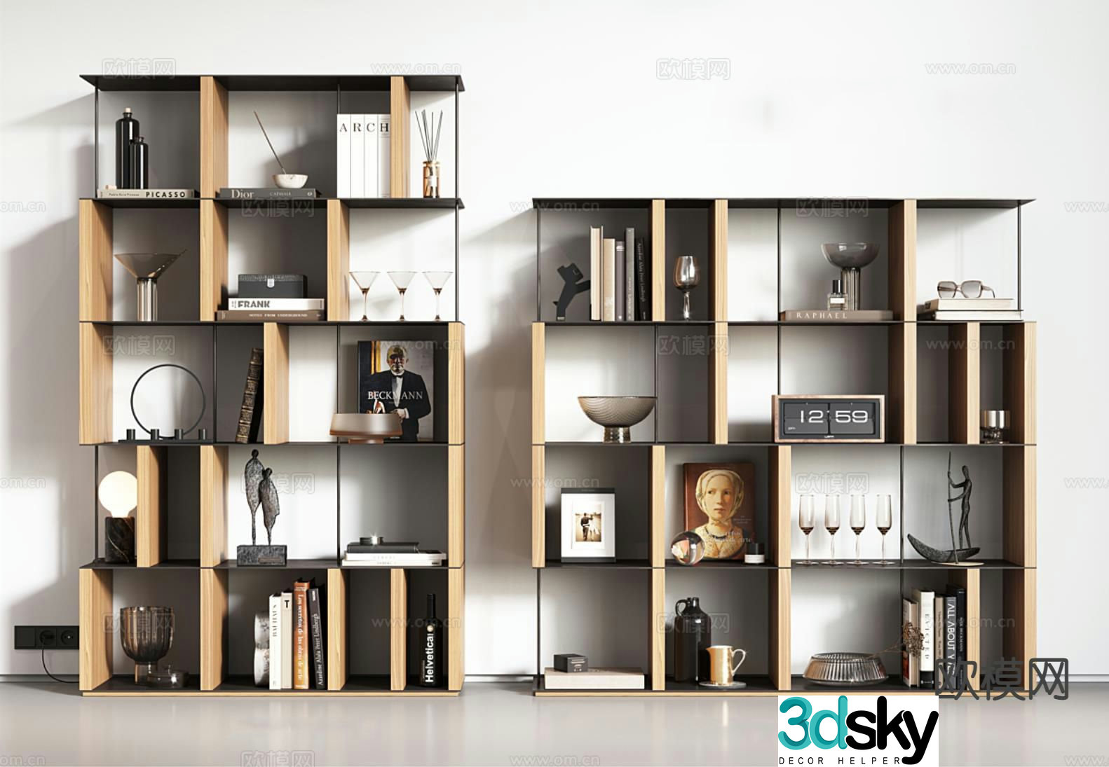 Modern bookshelf storage rack 3d model