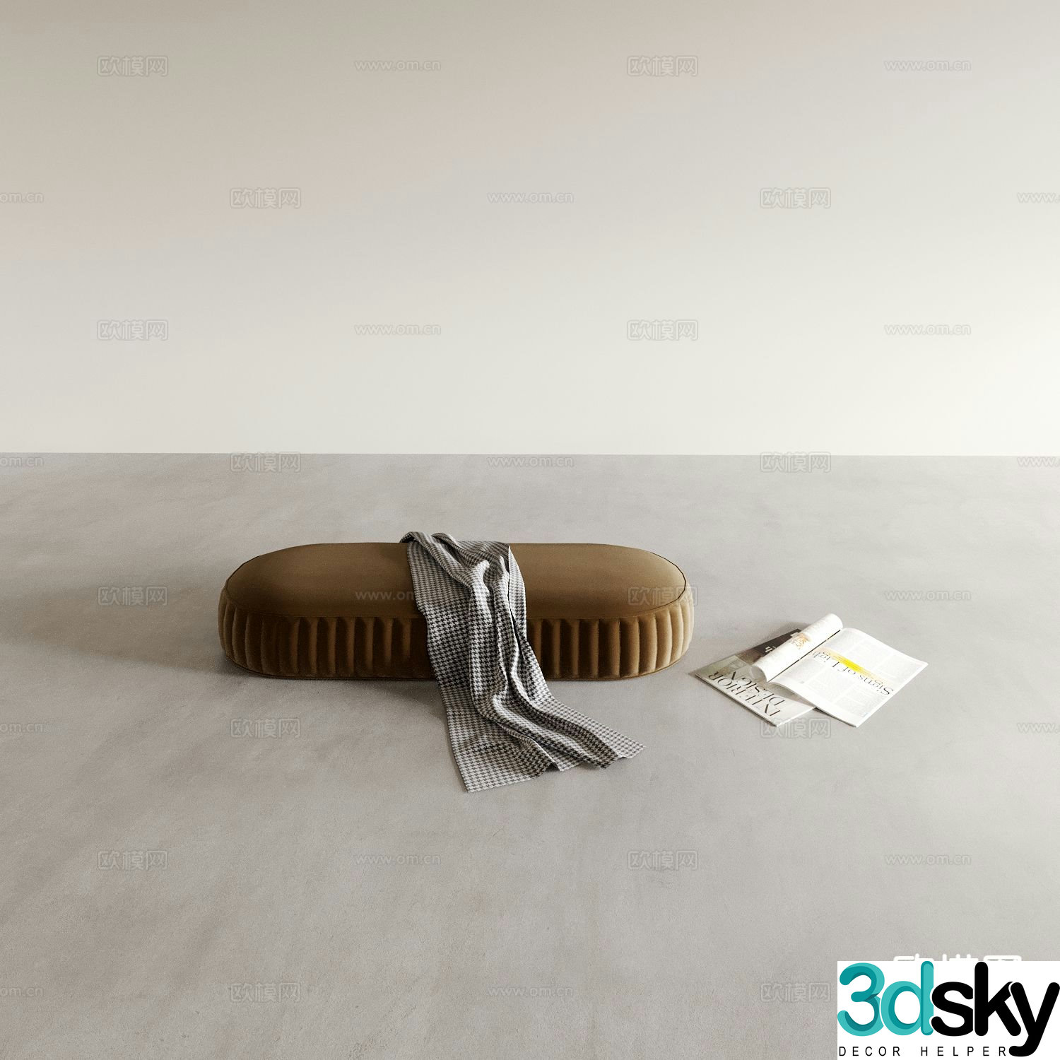 Footrest Sofa Stool Shoe Changing Stool 3D Model