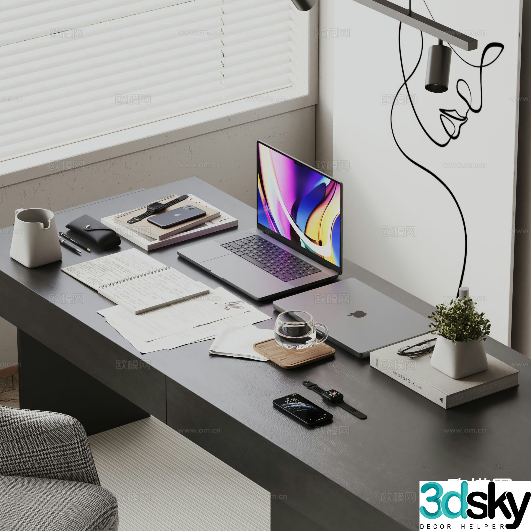 Modern desktop ornaments computer laptop 3d model