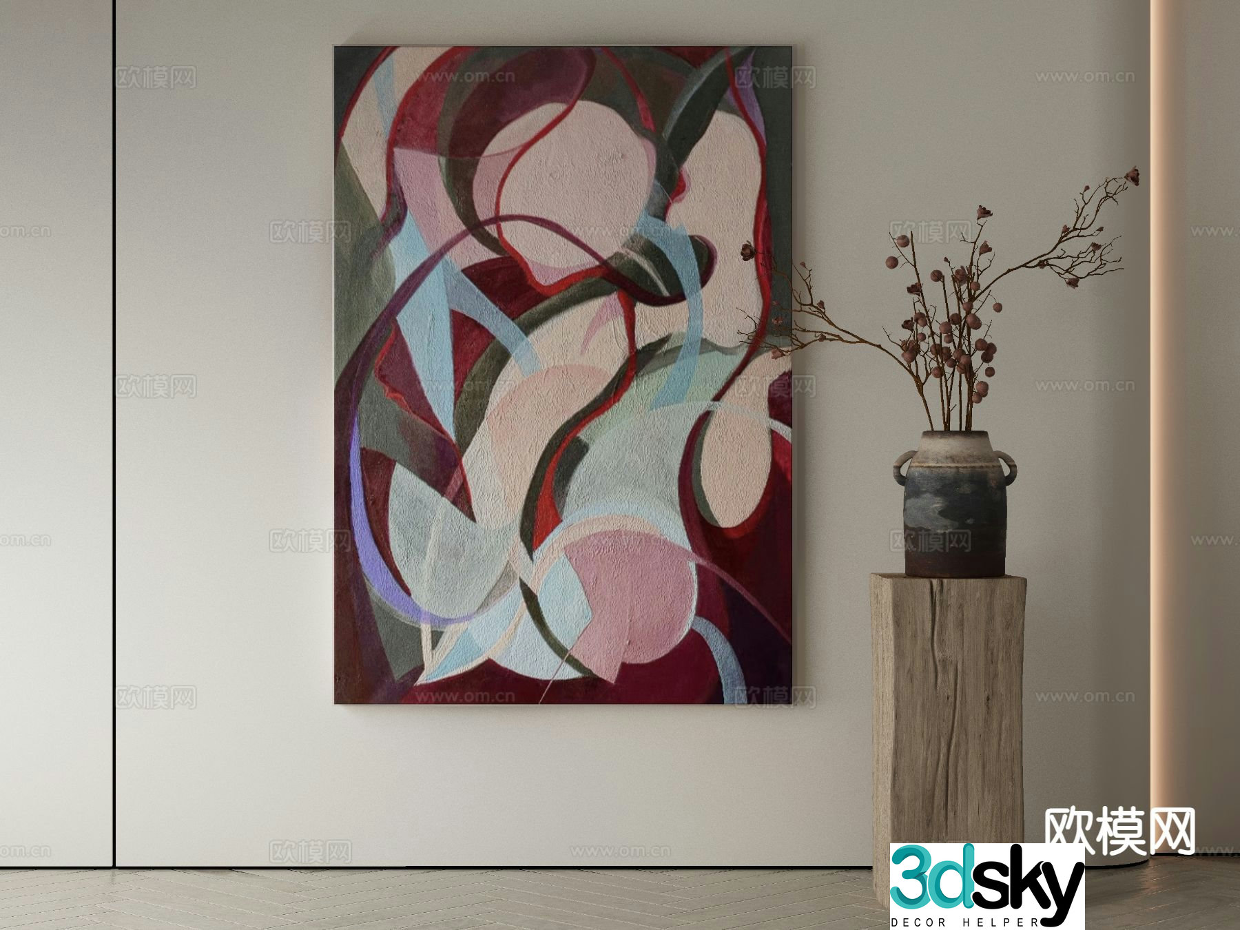 Modern decorative painting abstract oil painting 3d model