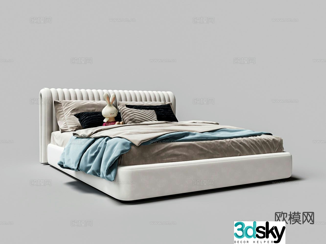 Modern double bed 3d model