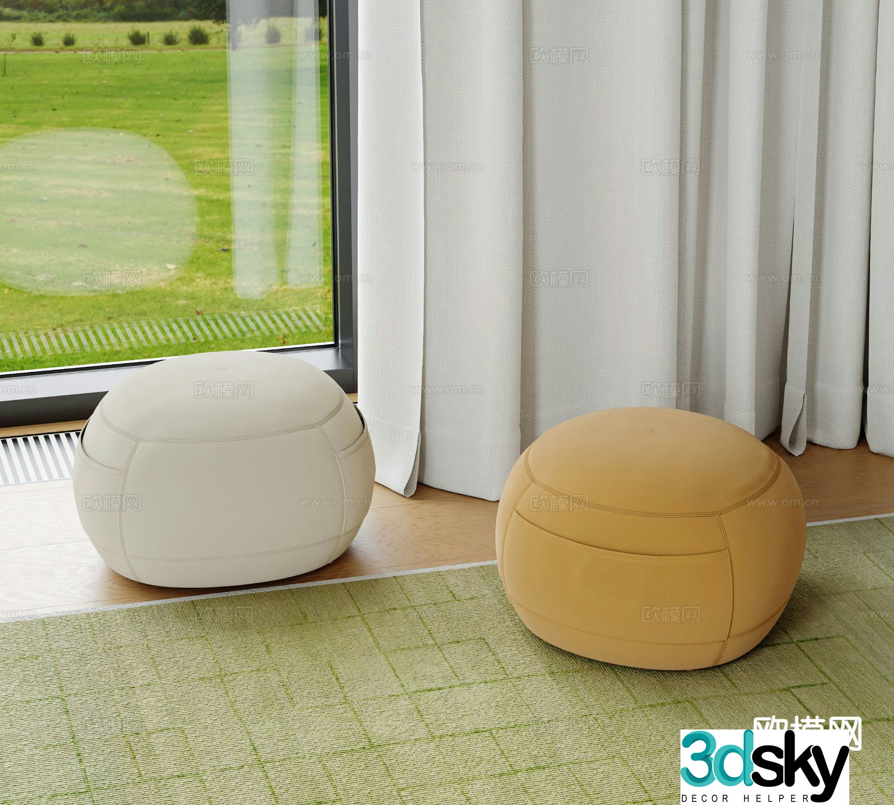 Modern stool sofa stool 3d model
