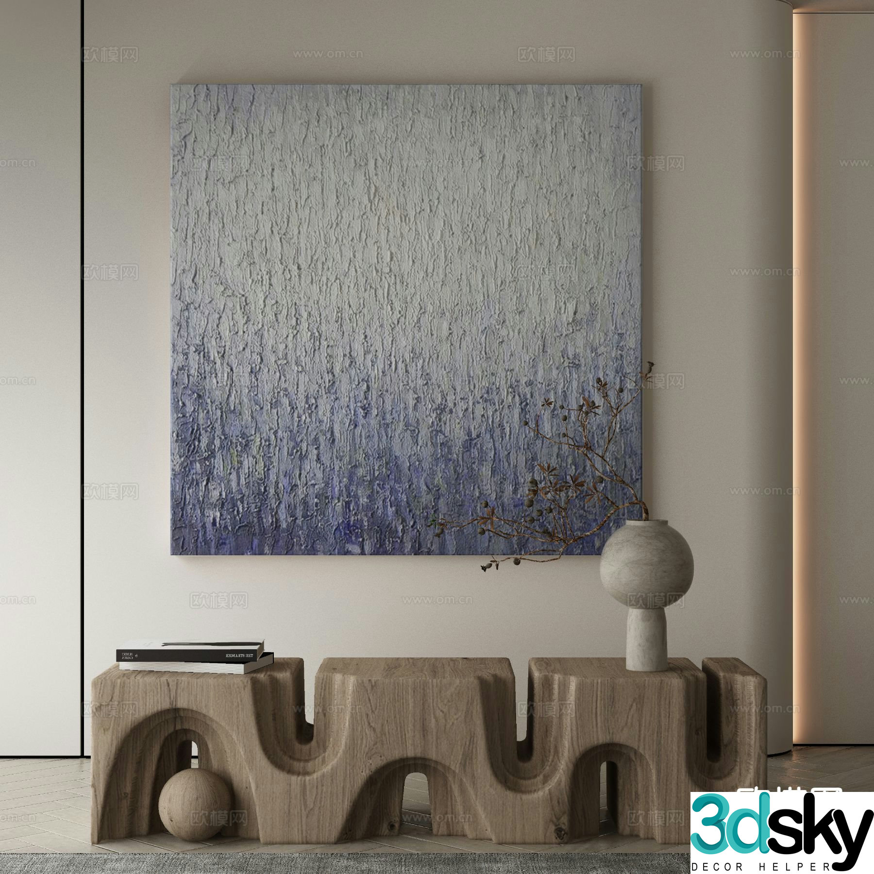 Modern decorative painting texture painting gradient hanging painting 3D model