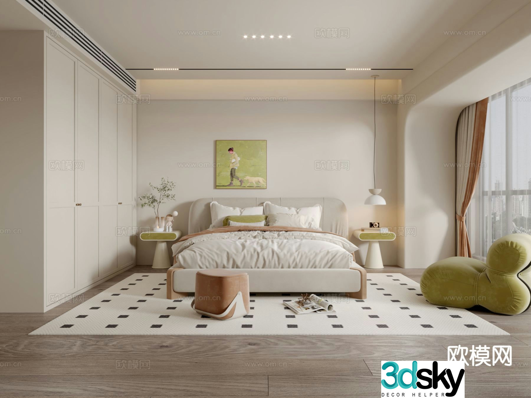 Cream style bedroom master bedroom 3d model