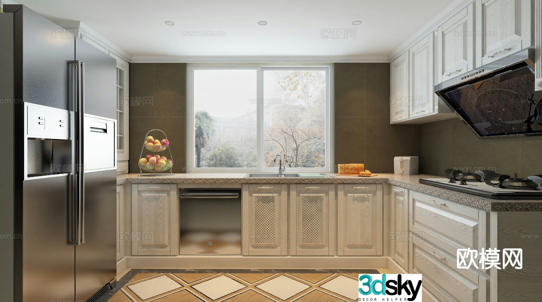 French kitchen cabinet 3d model