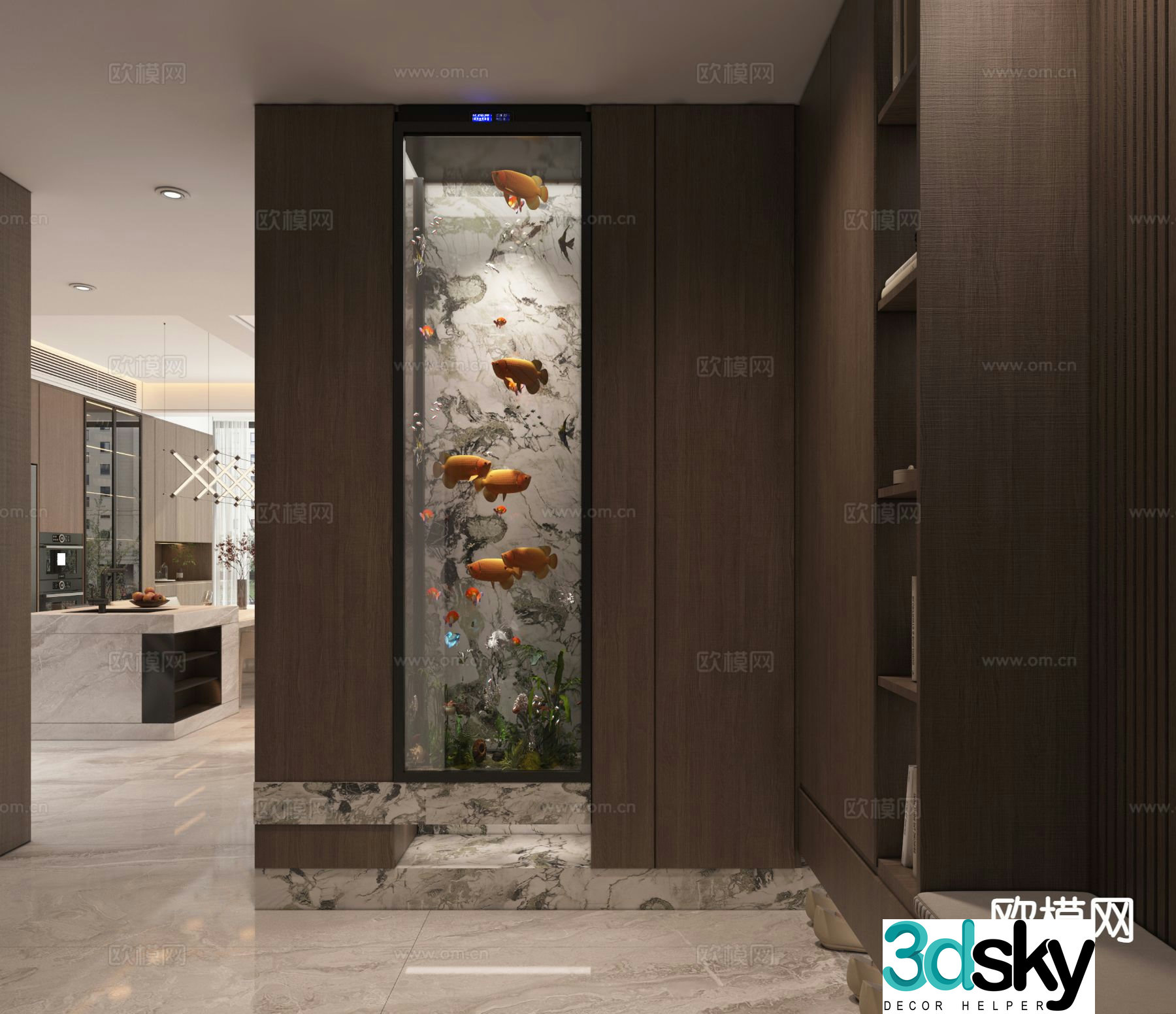 Aquarium embedded fish tank fish tank cabinet 3d model