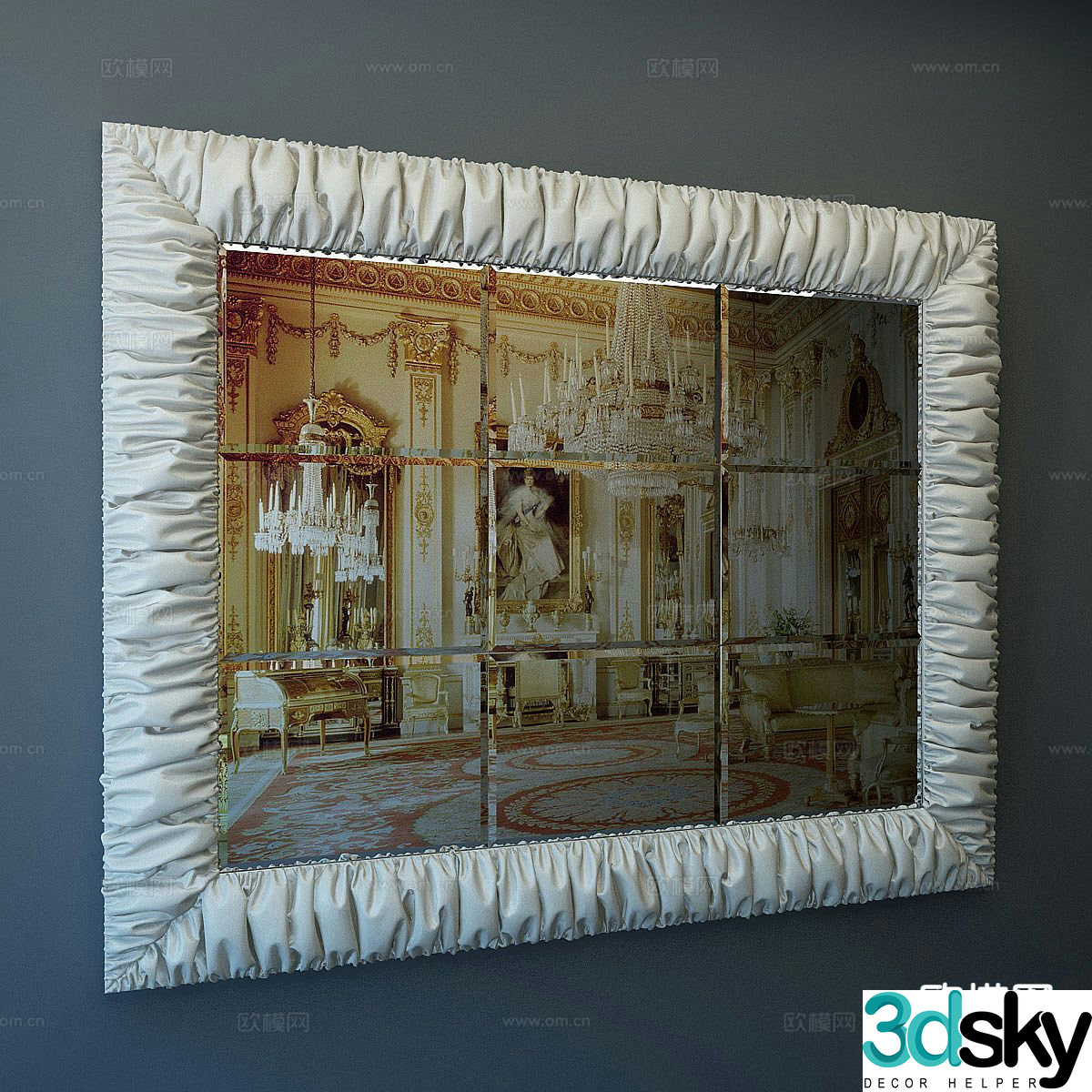 European style mirror decorative mirror 3d model