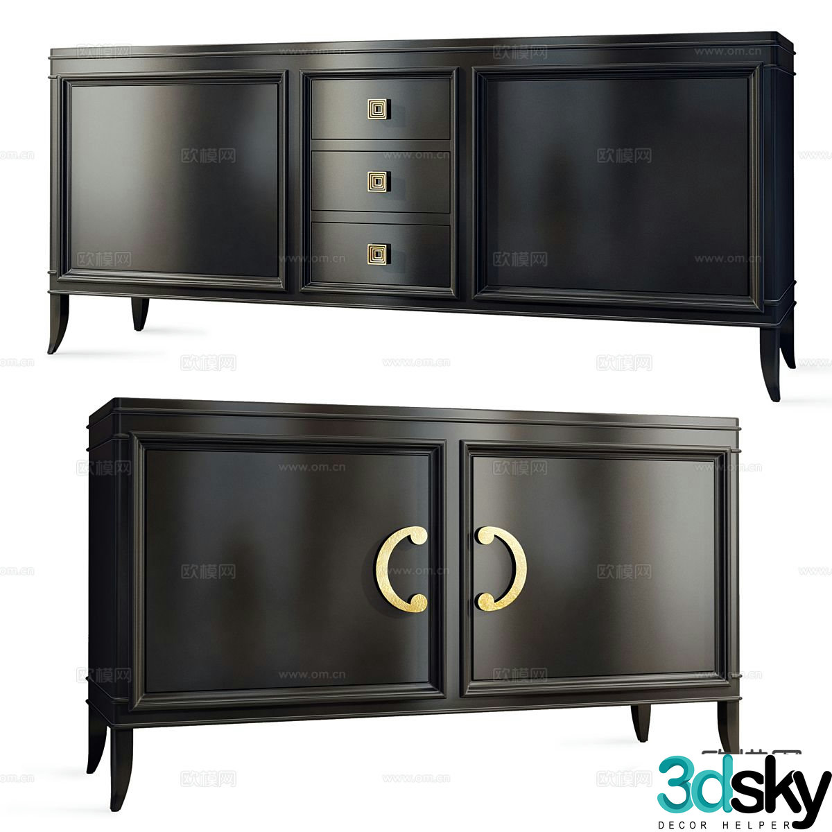 Simple European side cabinet entrance cabinet 3D model