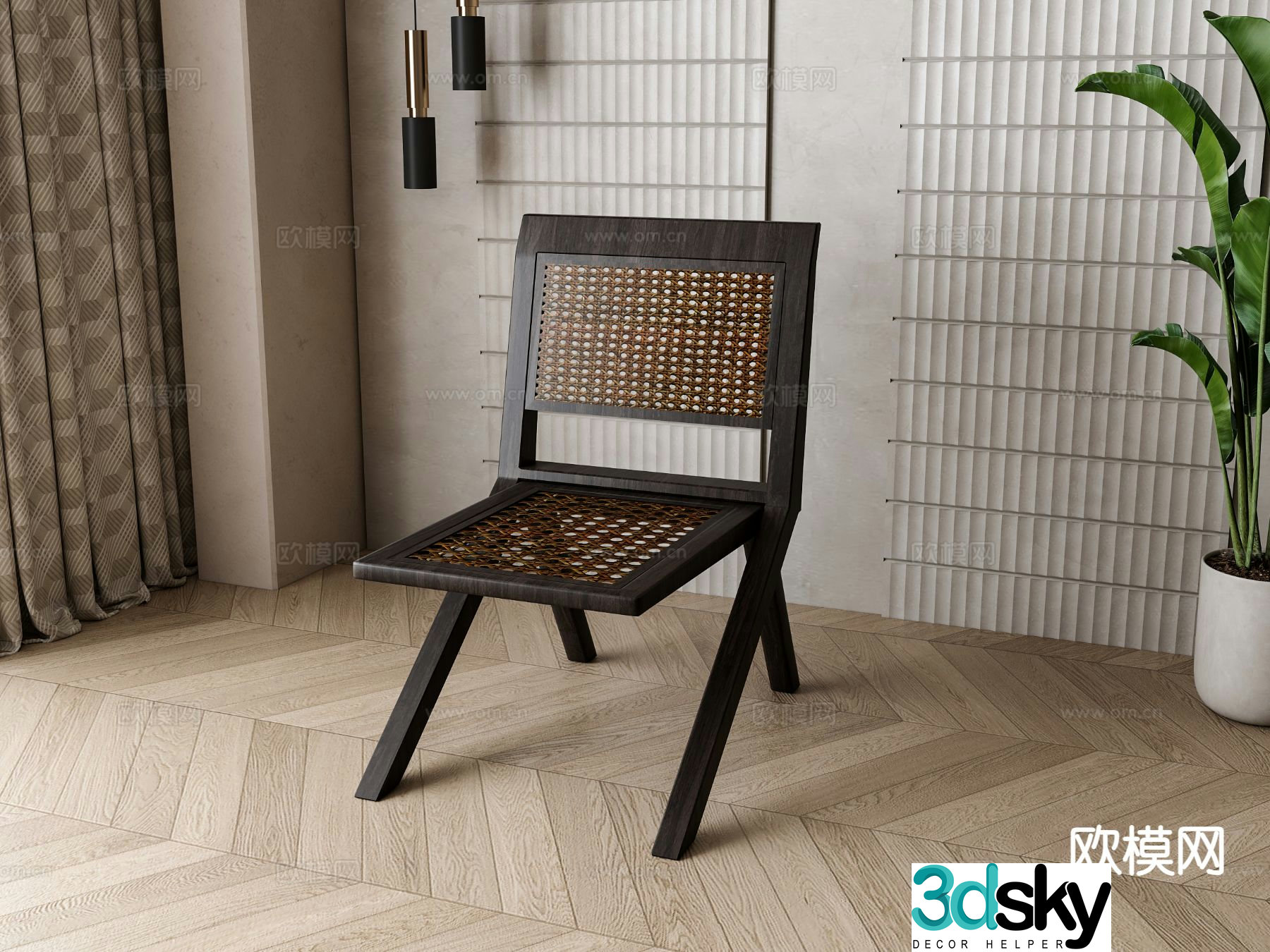 Wabi-sabi chair dining chair single chair 3d model