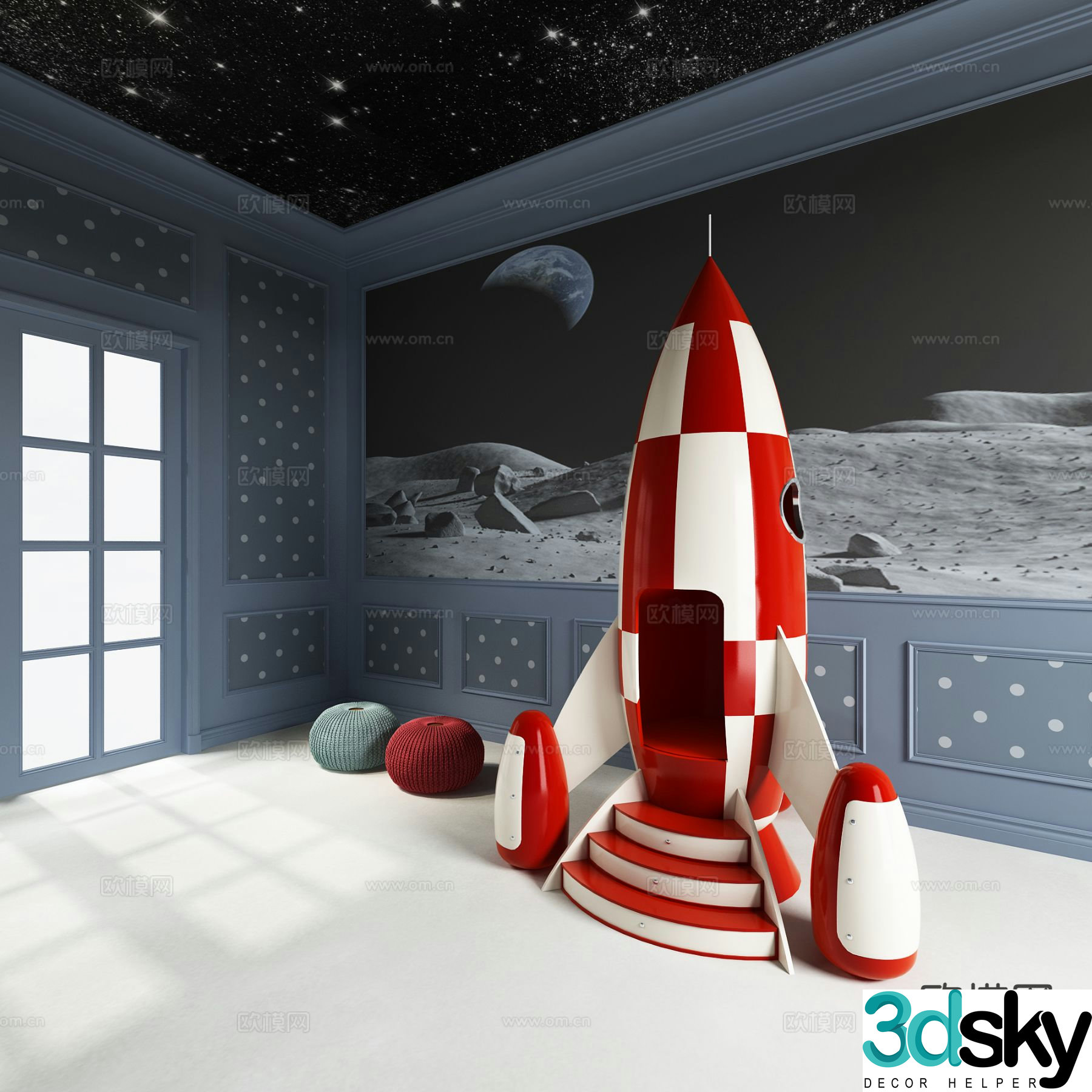 Children’s toy rocket 3d model