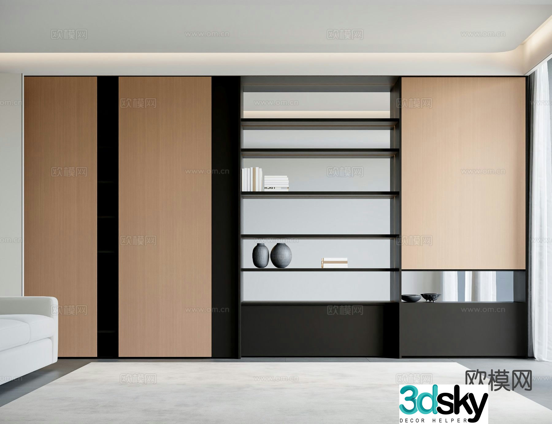 Modern bookcase display cabinet 3d model