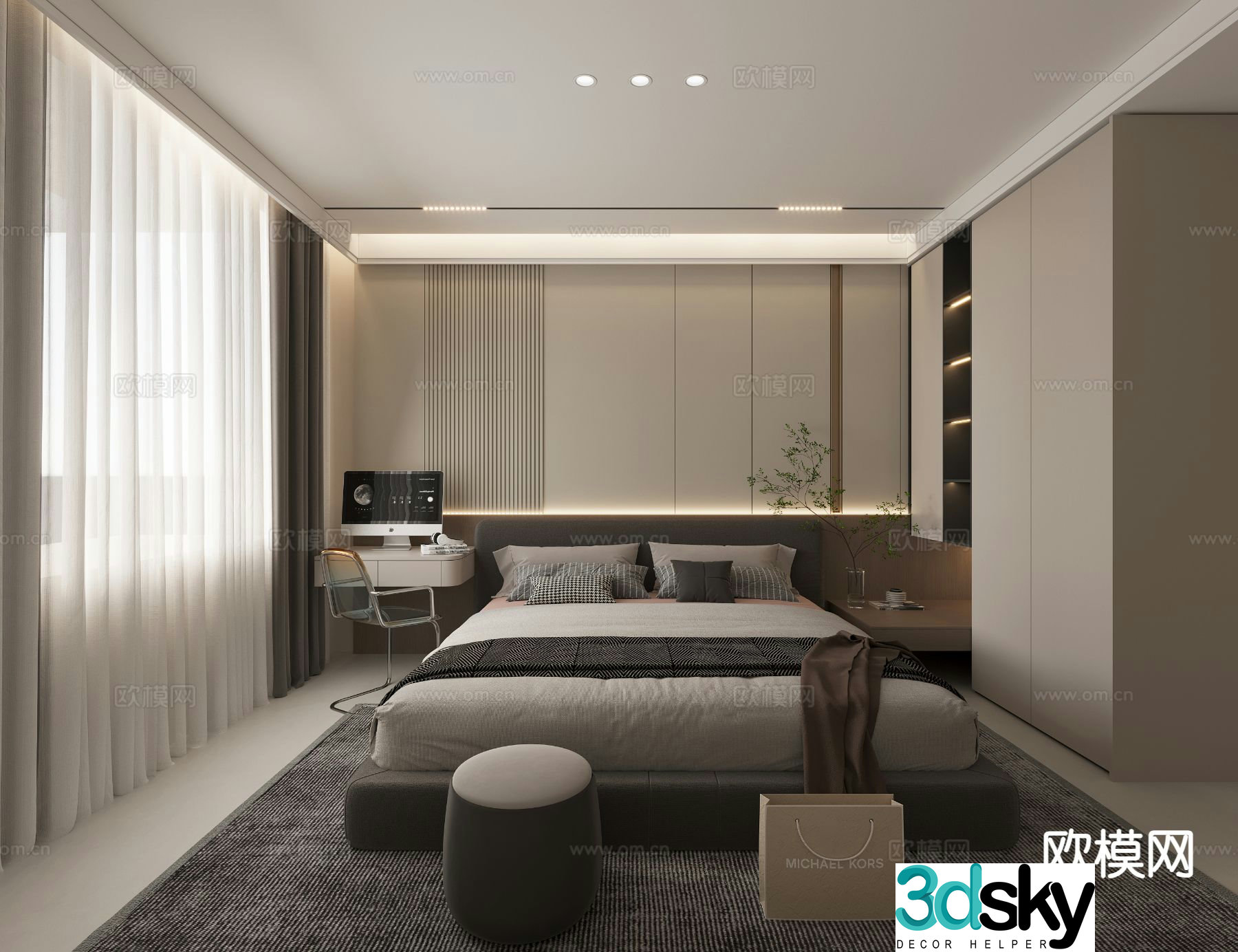 Modern bedroom second bedroom 3d model