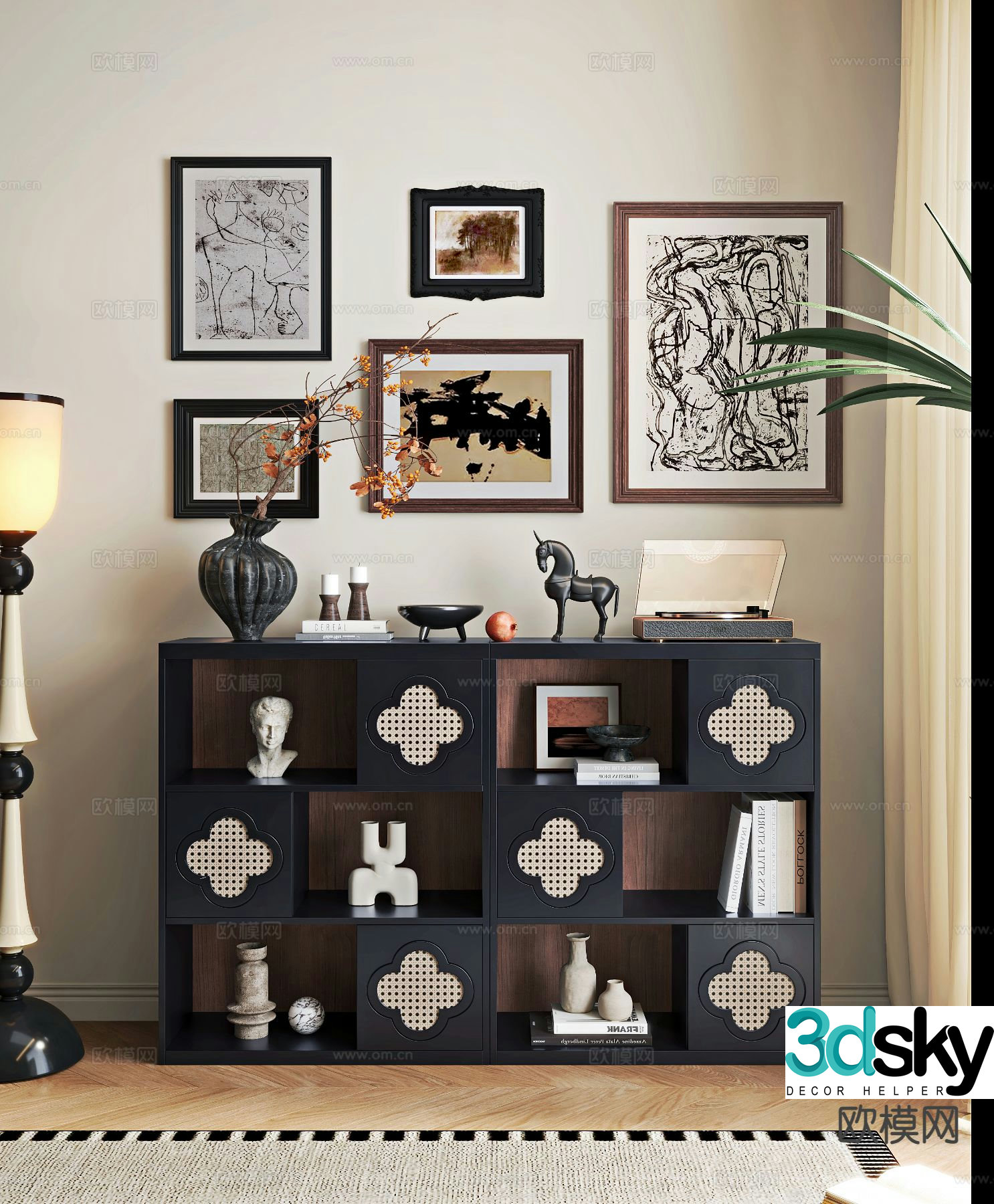 French entryway cabinet low cabinet 3d model