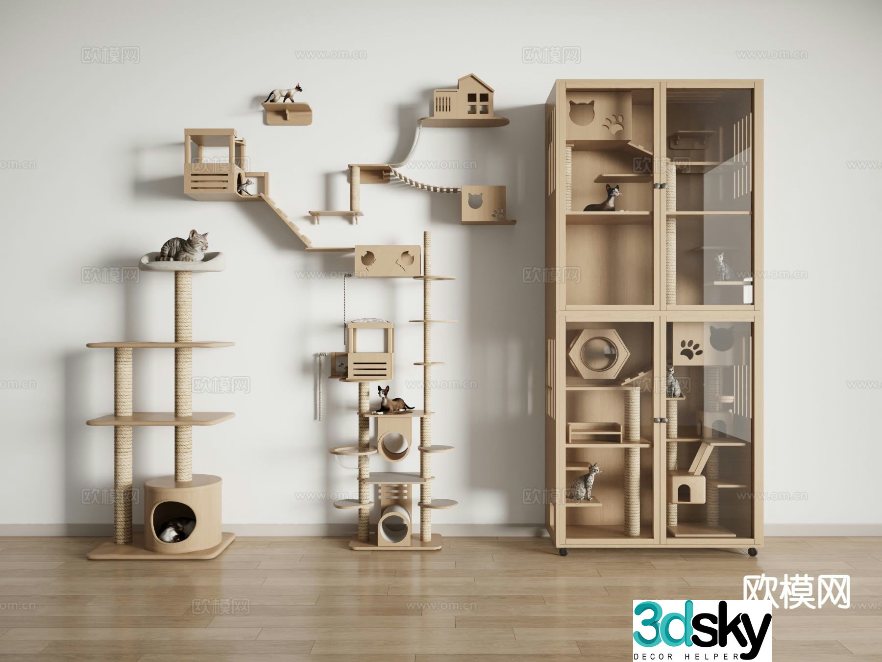 Cat Villa Cat Scratching Board Cat Climbing Frame 3D Model