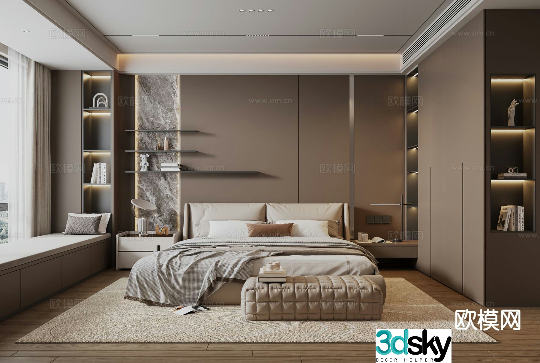 Italian style bedroom master bedroom 3d model
