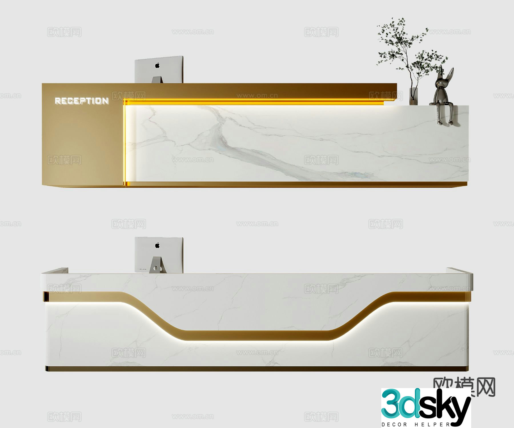 Modern front desk reception desk 3d model