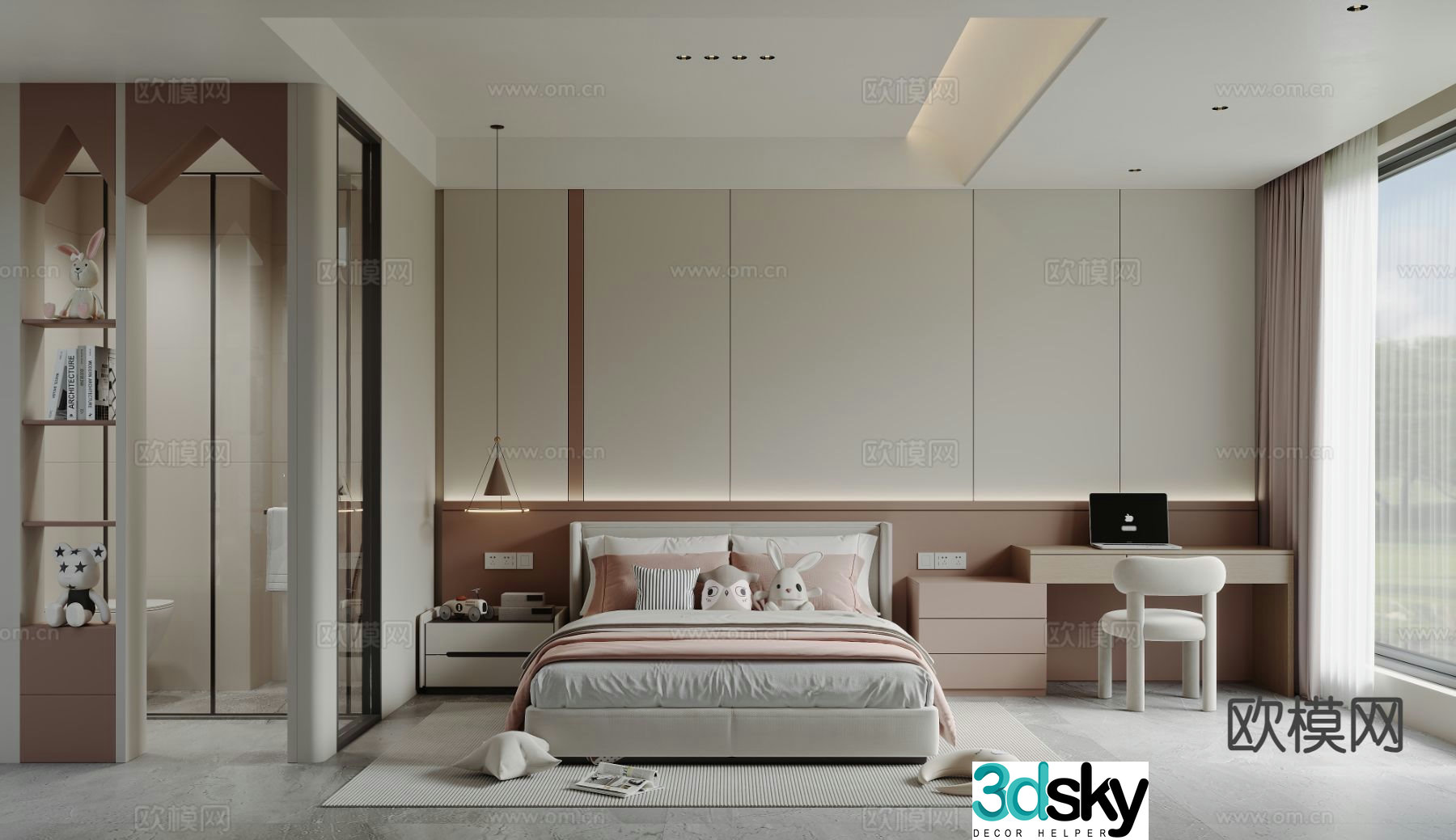 Cream style bedroom second bedroom daughterâ€™s room 3D model