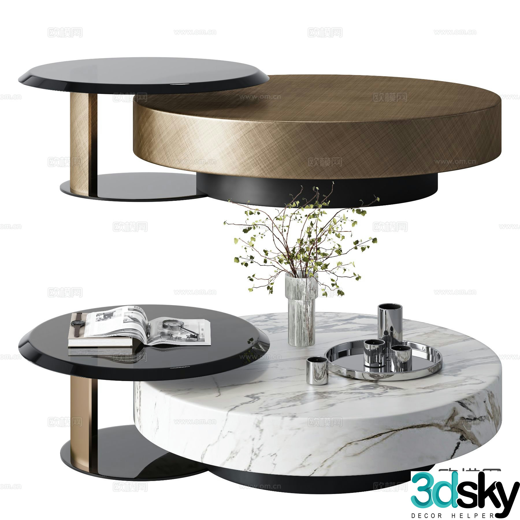 Modern double coffee table 3d model