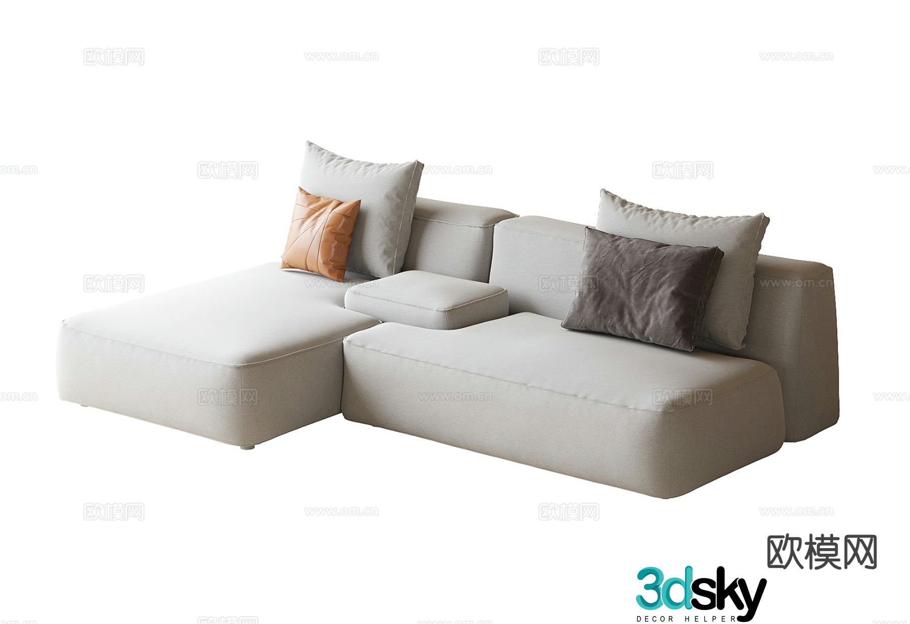 Modern corner sofa multi-person sofa 3d model
