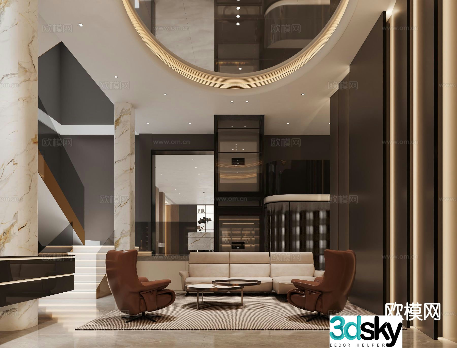 Modern villa guest dining room 3D model