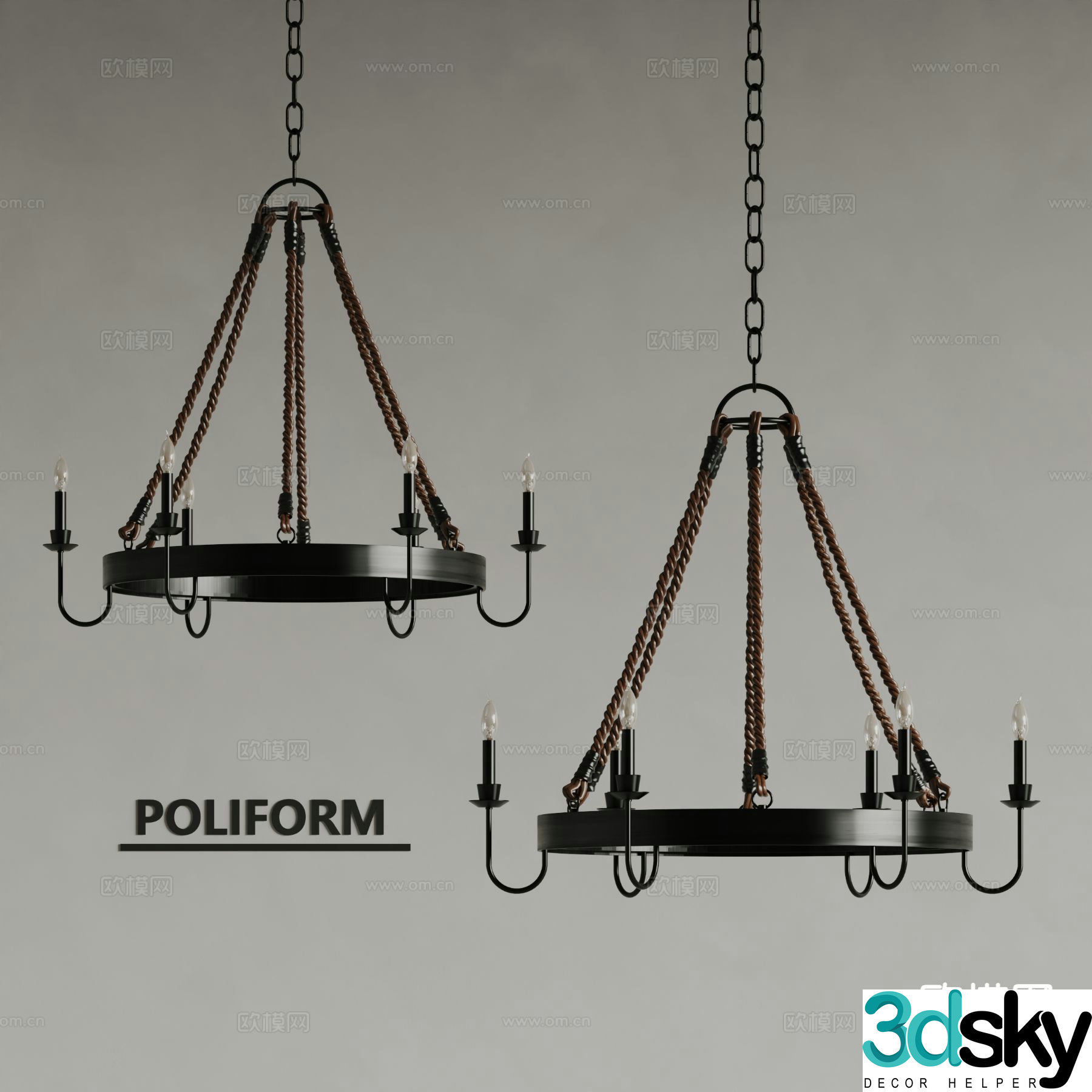 poliform retro chandelier 3d model