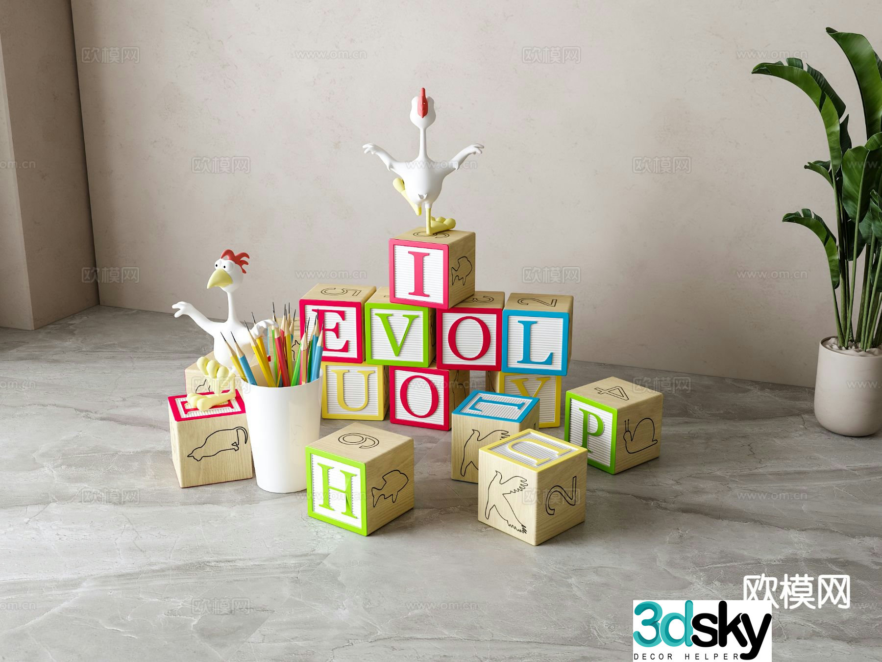 Simple European children’s toy ornaments 3D model