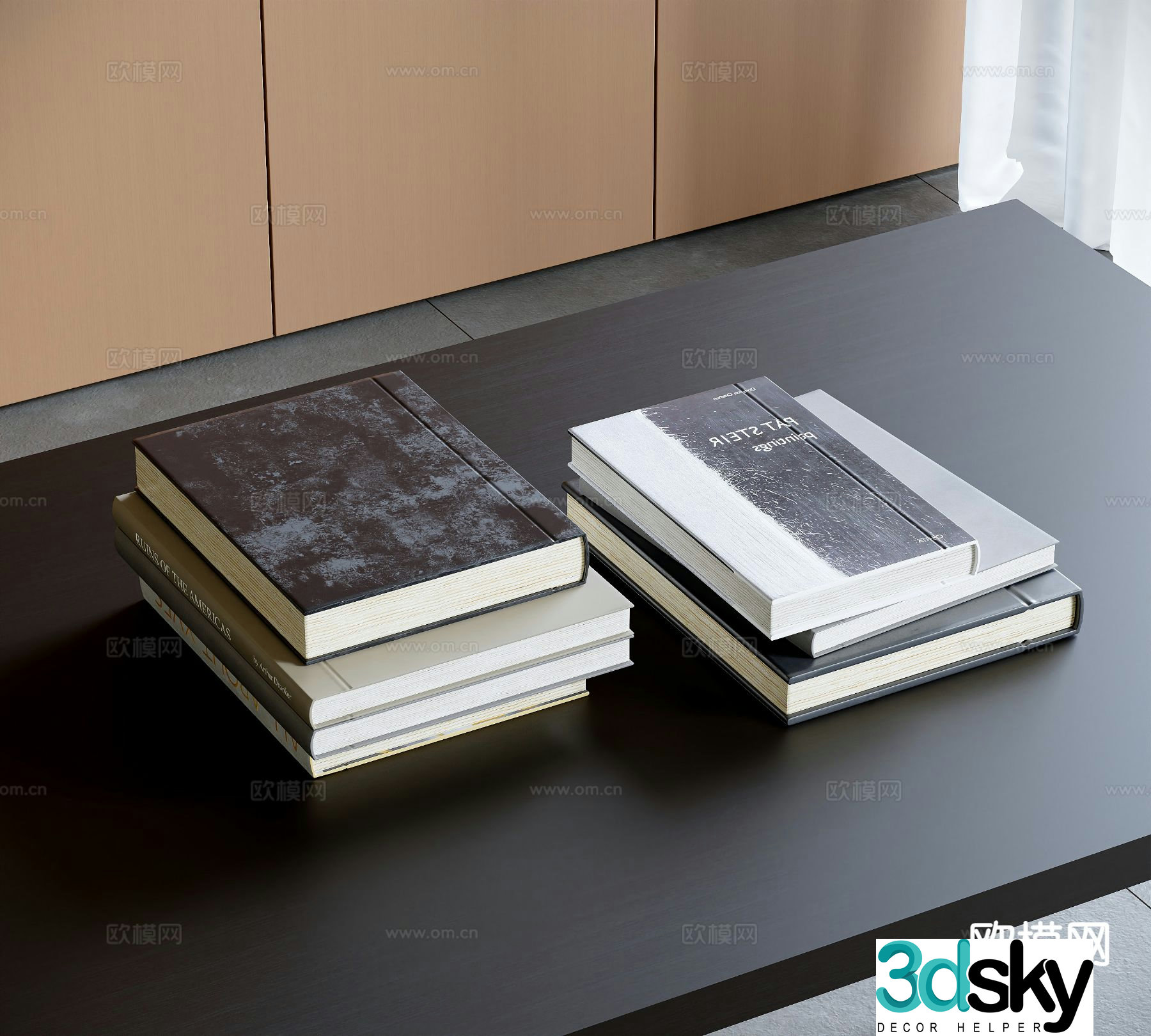 Modern book ornaments books stack 3d model