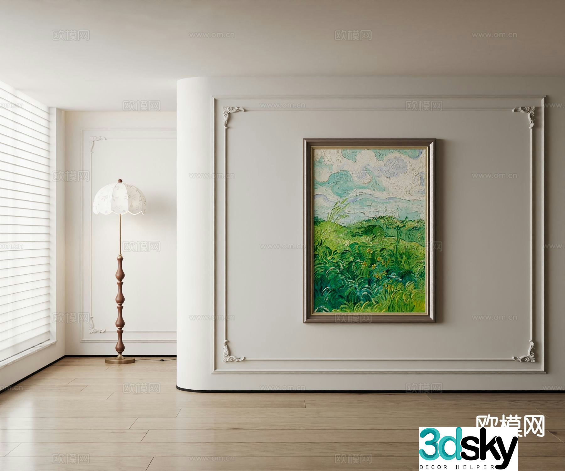 American decorative painting oil painting landscape hanging painting 3D model