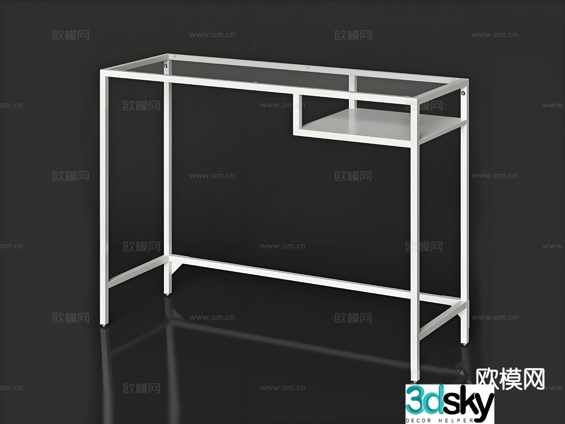 Modern desk study table computer table glass table 3d model