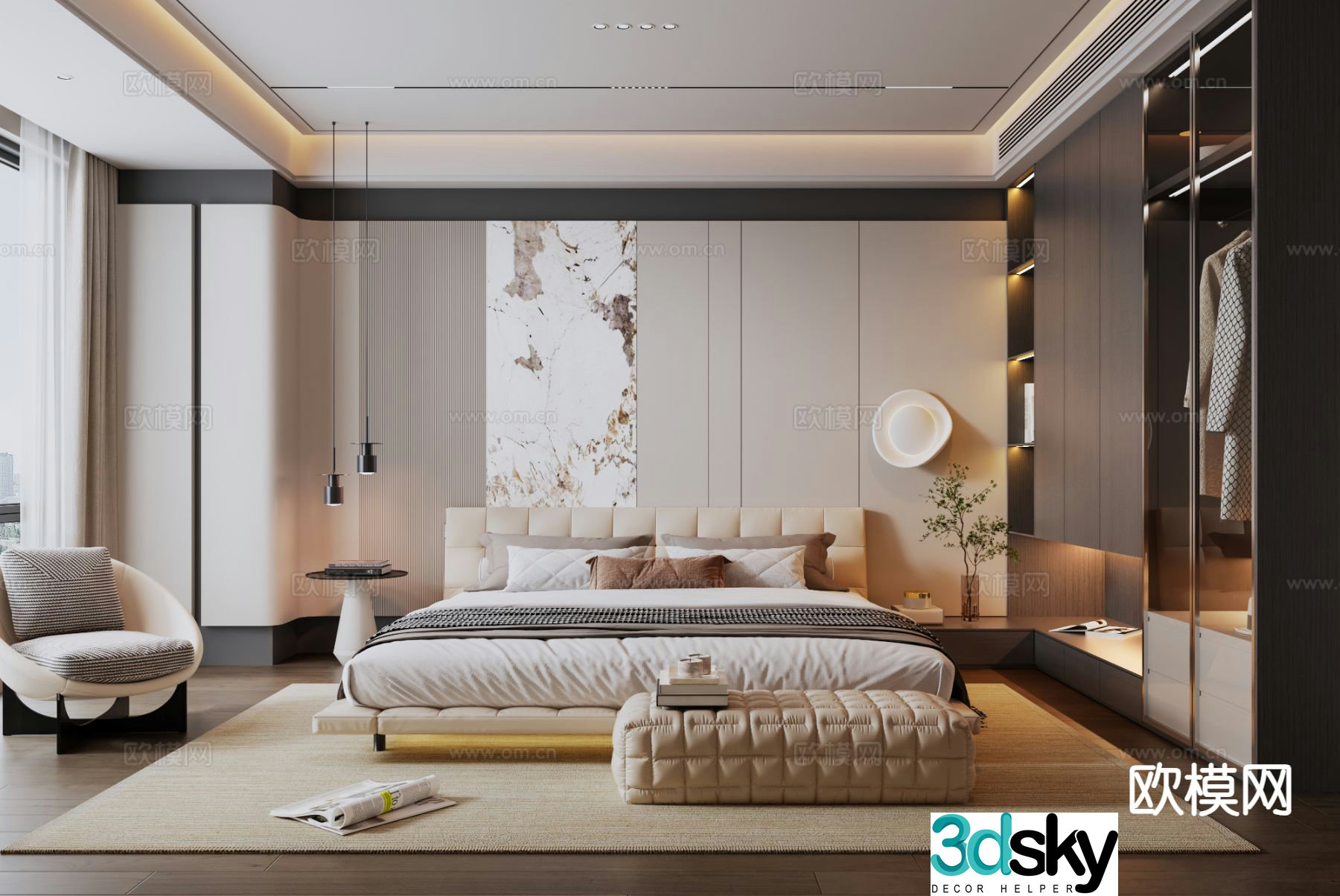 Modern bedroom master bedroom 3d model