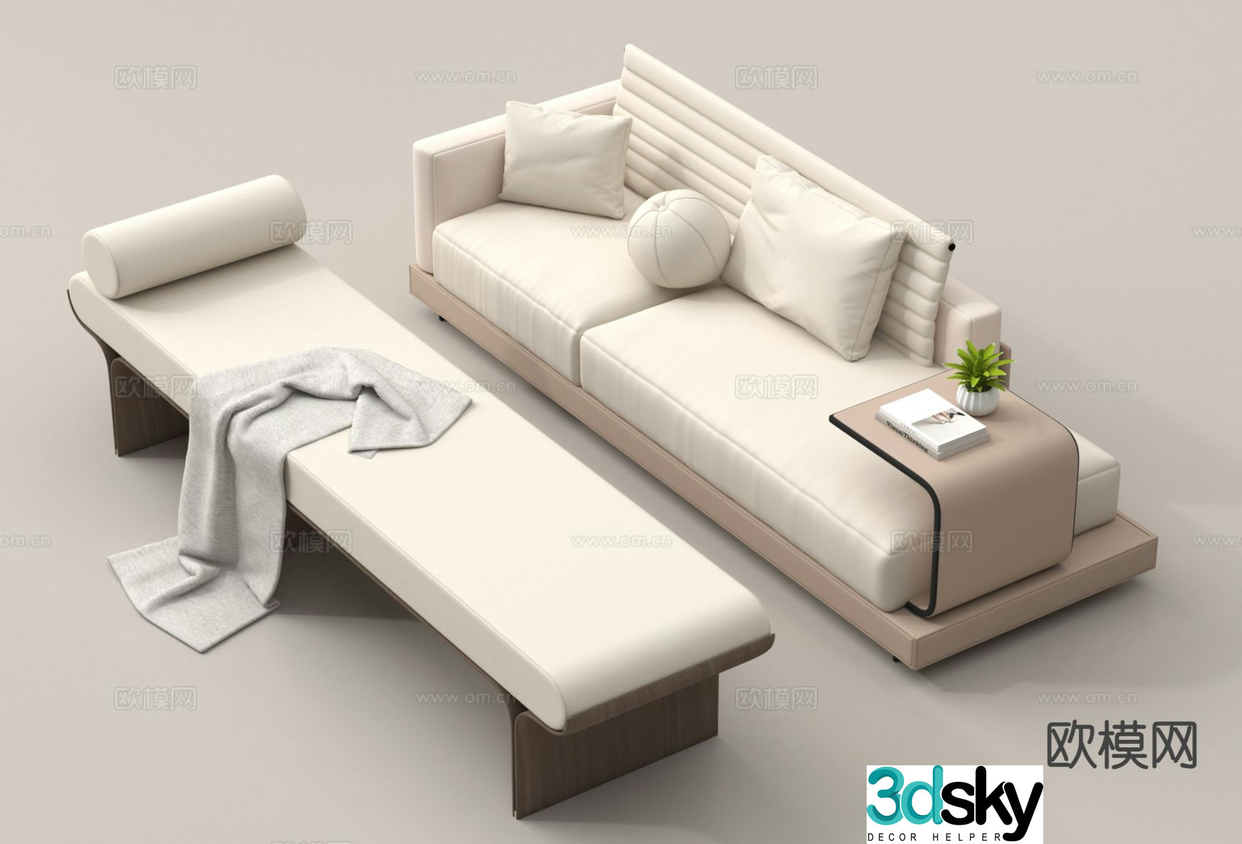 Modern chaise longue chaise longue 3D model